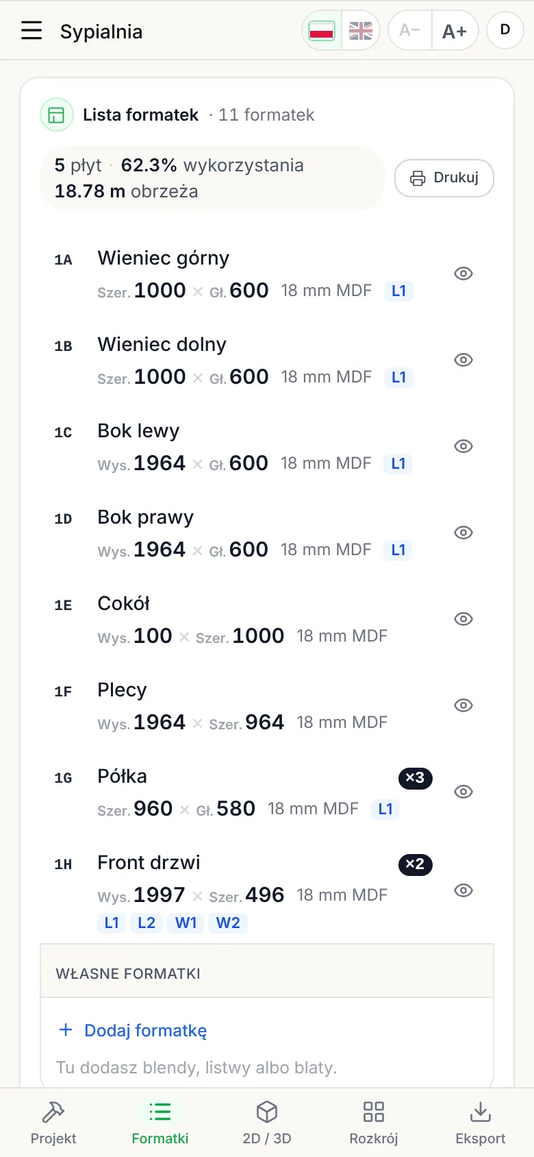 Krok 2: Otwórz listę formatek